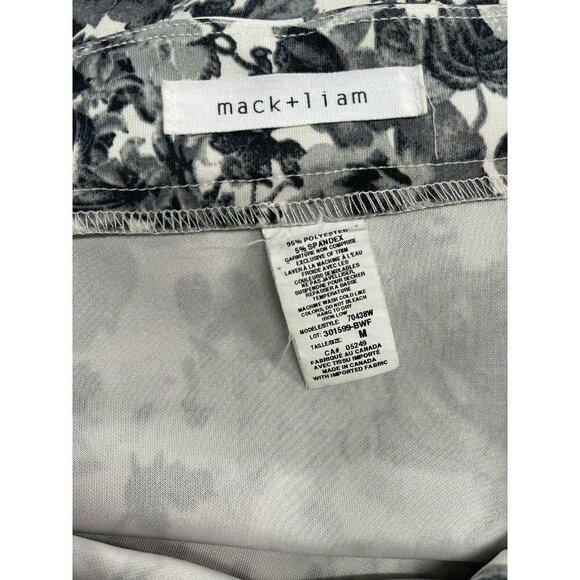 Mack Liam Medium Floral Pencil Skirt Pull On Gray White Roses Stretchy - Picture 11 of 11